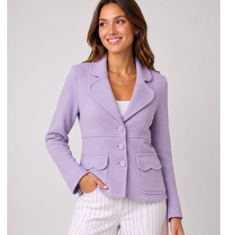 BEBE VTG Y2K Blazer Jacket Coquette Feminine Lavender Purple Sz 4